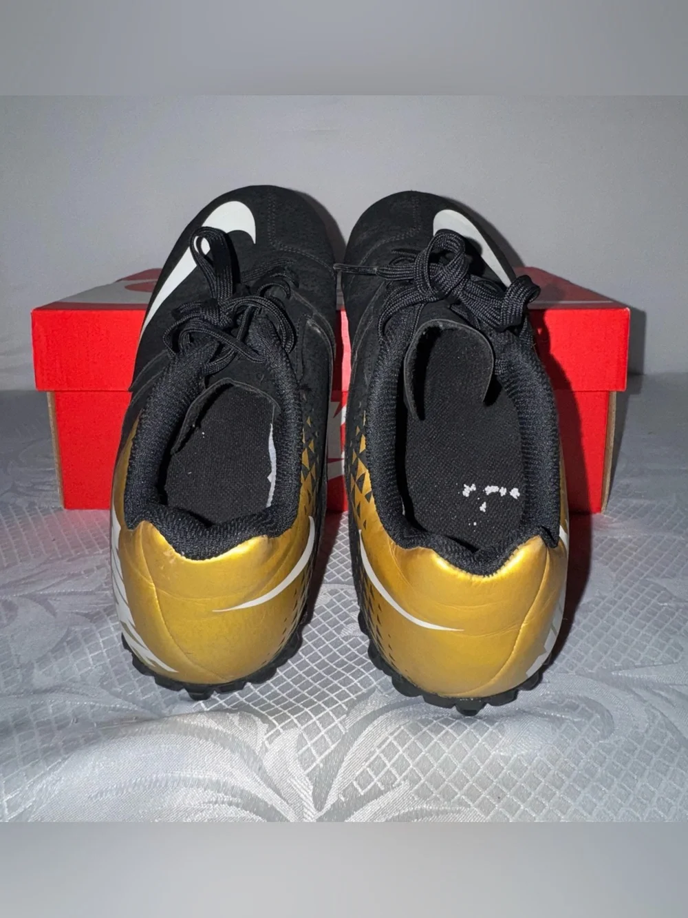 Nike Youth JR Bomba TF Black & Gold Turf Shoe
